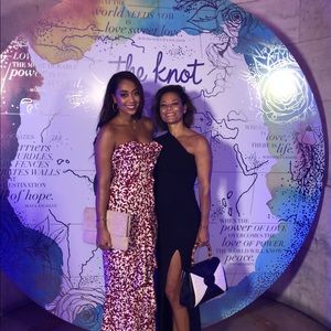 Red and white floral Oscar dela Renta dress